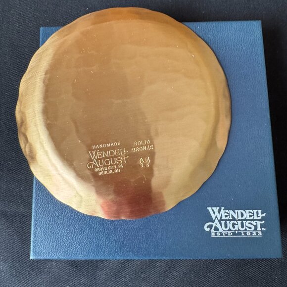 NWOT Wendell August Forge Handmade Bronze "Happy Birthday" 4.5" Coaster - Picture 3 of 4